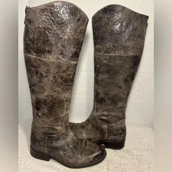 Steven By Steve Madden Shoes - Steve Madden Steven Reins Leather Knee High Distressed Riding Boots Brown 8M